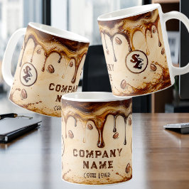 Caneca De Café Logotipo da Empresa Marca Personalizada Arte Retro