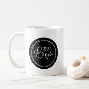 Caneca De Café Logotipo da sua empresa no círculo preto