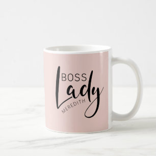 Caneca De Café Logotipo de Dama do Chefe Rosa Escamudo Personaliz