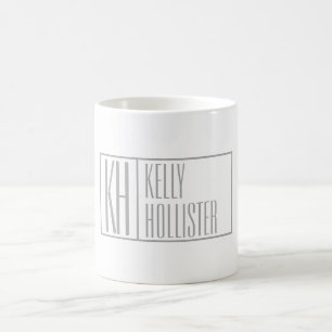 Caneca De Café Logotipo de iniciais e nome cinza moderno