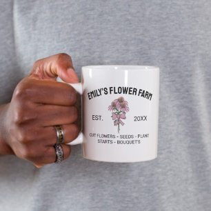 Caneca De Café Logotipo de Negócio de Fazenda de Flores Rosa e Br