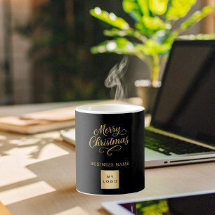 Caneca De Café logotipo de negócios de ouro preto de Natal