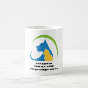 Caneca De Café Logotipo de Serviço Animal Pet Sitter em Cães