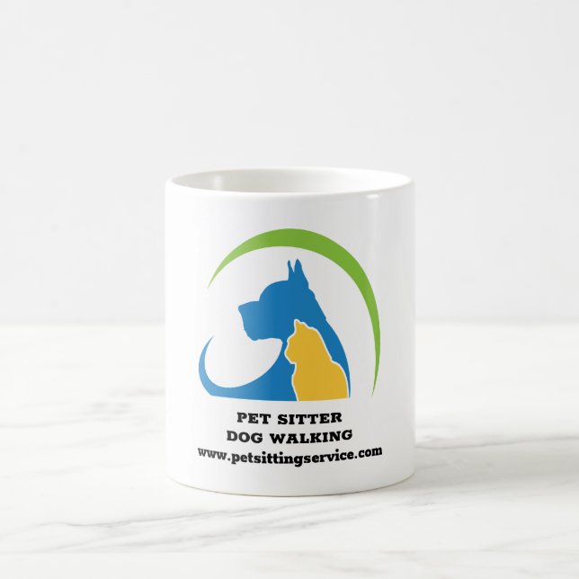 Caneca De Café Logotipo de serviço para animais de companhia que  (Centro)