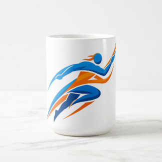 Caneca De Café Logotipo Dinâmico de Corredor Azul Laranja Velocid