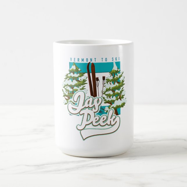 Caneca De Café Logotipo do esqui Jay Peek Vermont (Centro)