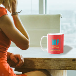 Caneca De Café Logotipo do Monograma Amarelo de Teto Vermelho Ret