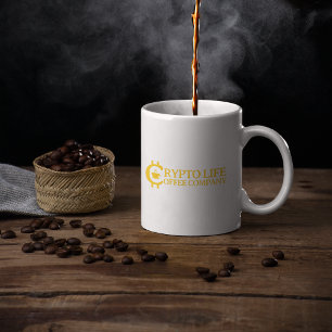 Caneca De Café Logotipo Dourado original da Crypto Life Coffee Co