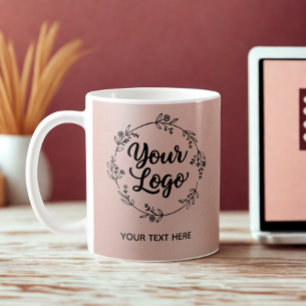 Caneca De Café Logotipo em Rose Gold Código QR Marketing de Site