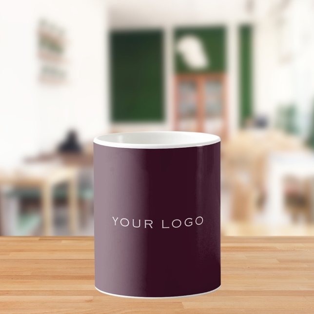 Caneca De Café logotipo empresarial burgundy retangular (Criador carregado)