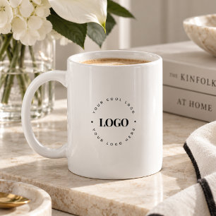 Caneca De Café Logotipo Empresarial Círculo Redondo Personalizado