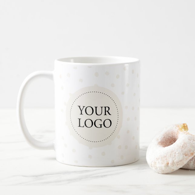 Caneca De Café Logotipo Empresarial Mínimo de Marfim Personalizad (Com Donut)