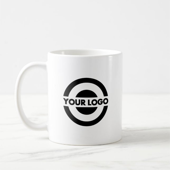 Caneca De Café Logotipo Empresarial Personalizado Branco (Esquerda)