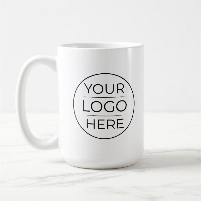 Caneca De Café Logotipo Empresarial Redondo Moderno Personalizado (Esquerda)