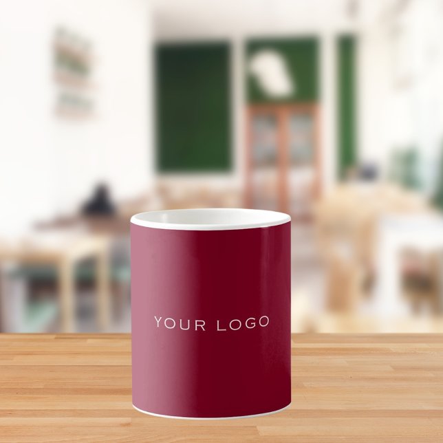 Caneca De Café logotipo empresarial retangular em burgundy (Criador carregado)