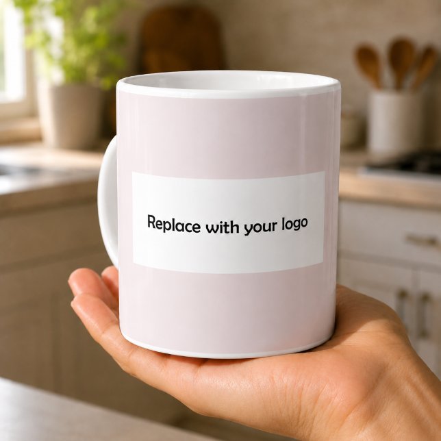 Caneca De Café Logotipo empresarial retangular rosa avermelhado (Criador carregado)