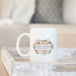 Caneca De Café Logotipo Floral Antiquado