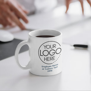 Caneca De Café Logotipo Moderno Elegante Azul SWAG - Funcionário/