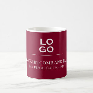 Caneca De Café Logotipo Personalizado Burgundy de Empresa ou Negó