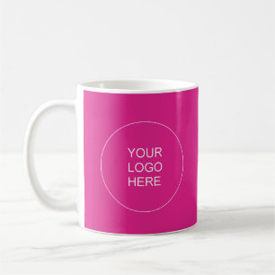 Caneca De Café Logotipo personalizável Texto Cor Sólida Rosa Mode