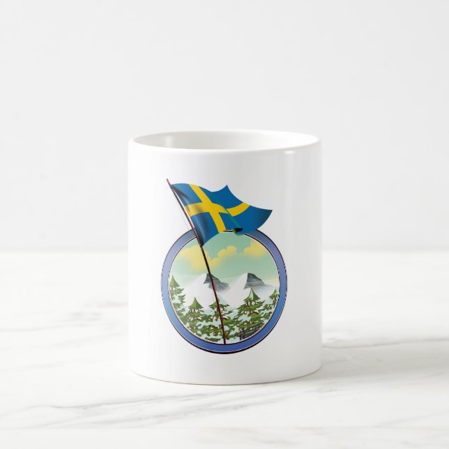 Caneca De Café logotipo retrô da Suécia (Centro)