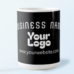 Caneca De Café Logotipo Retro-Moderno Preto e Branco (editável)