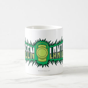 Caneca De Café Logotipo verde da lanterna - chamas verdes