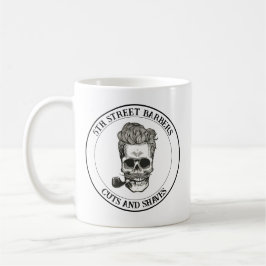 Caneca De Café Logotipo Vintage Barber Skull Personalizável