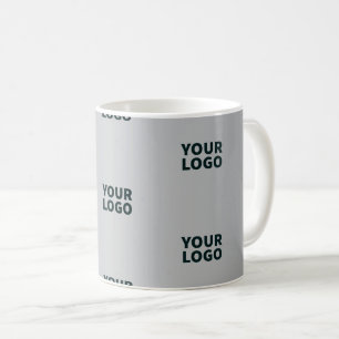 Caneca De Café Logotipos Repetidos em Gradiente Cinza (cor editáv