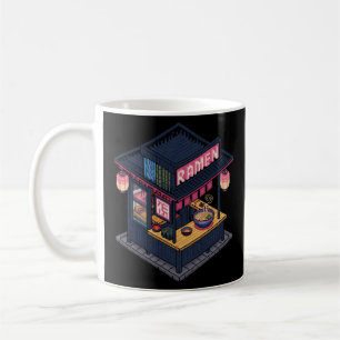 Caneca De Café Loja de Ramen em Pixel Art Lofi à Meia-Noite
