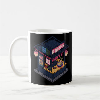 Caneca De Café Loja de Ramen em Pixel Art Lofi à Meia-Noite