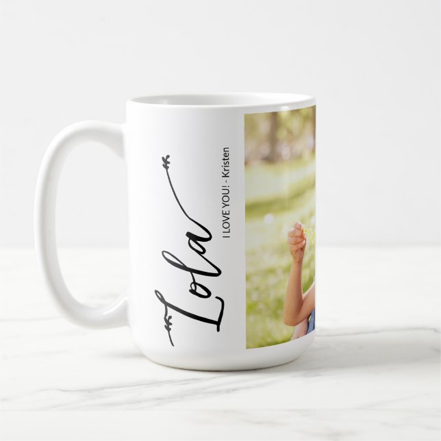Caneca De Café Lola I love you Custom Photo Name Script (Esquerda)