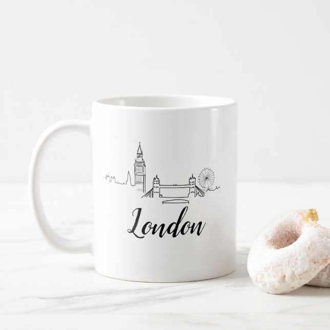 Caneca De Café London British Illustration (Com Donut)