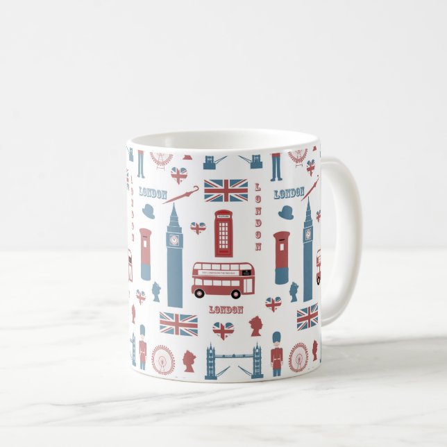 Caneca De Café London England Landmarks Big Ben English Flag (Frente Esquerda)