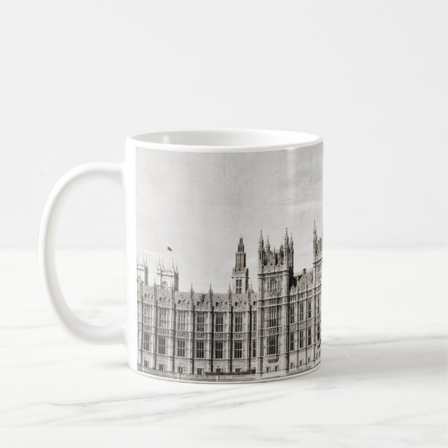 Caneca De Café Londres antiga, preto e branco. (Esquerda)