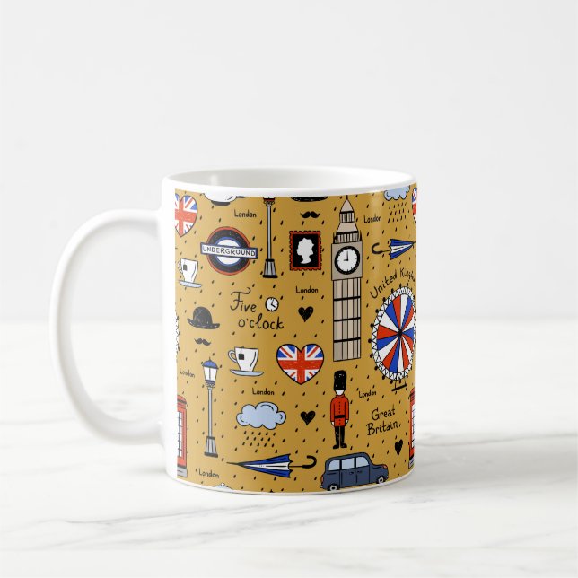 Caneca De Café Londres Doodles (Esquerda)