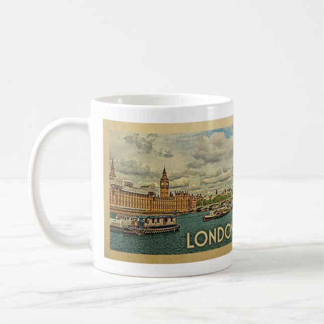 Caneca De Café Londres Inglaterra Viagem Vintage (Esquerda)