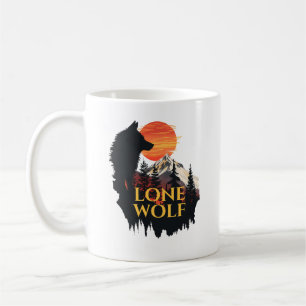 Caneca De Café Lone Wolf, Orange Sunset Silhouette Wolf Art