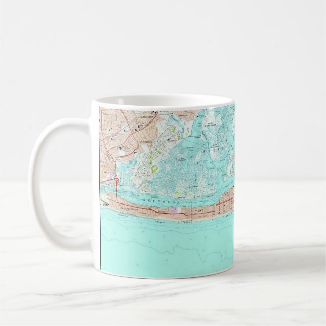 Caneca De Café Long Beach, NY Map Mug (Esquerda)