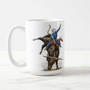 Caneca De Café Longhorn Bull Rider Rodeo Power Sport Arte Ocident