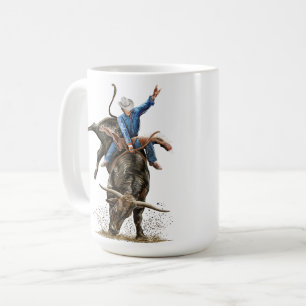 Caneca De Café Longhorn Bull Rider Rodeo Power Sport Arte Ocident