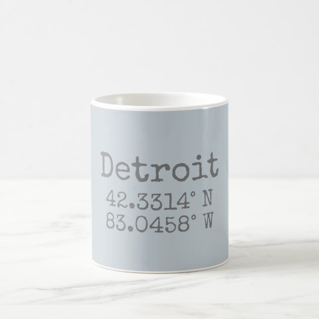 Caneca De Café Longitude do Latitude Detroit (Centro)
