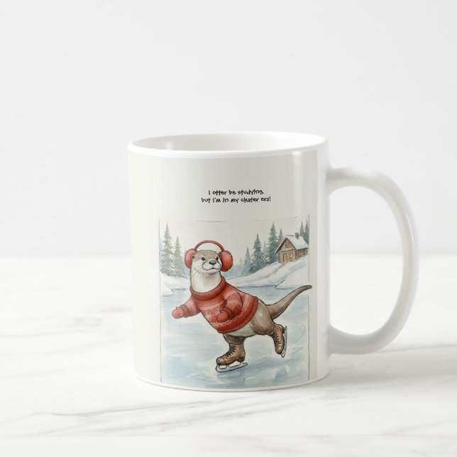 Caneca De Café Lontra Deve Patinar, Ímã (Direita)