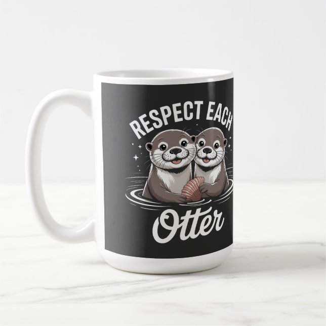 Caneca De Café Lontra Respeita Outra Divertida (Esquerda)