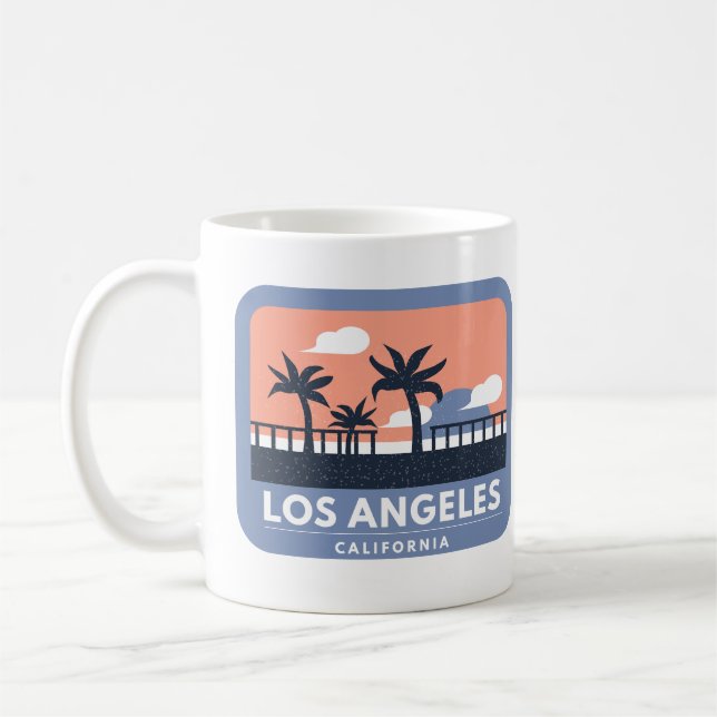 Caneca De Café Los Angeles California Retro Skyline Design (Esquerda)