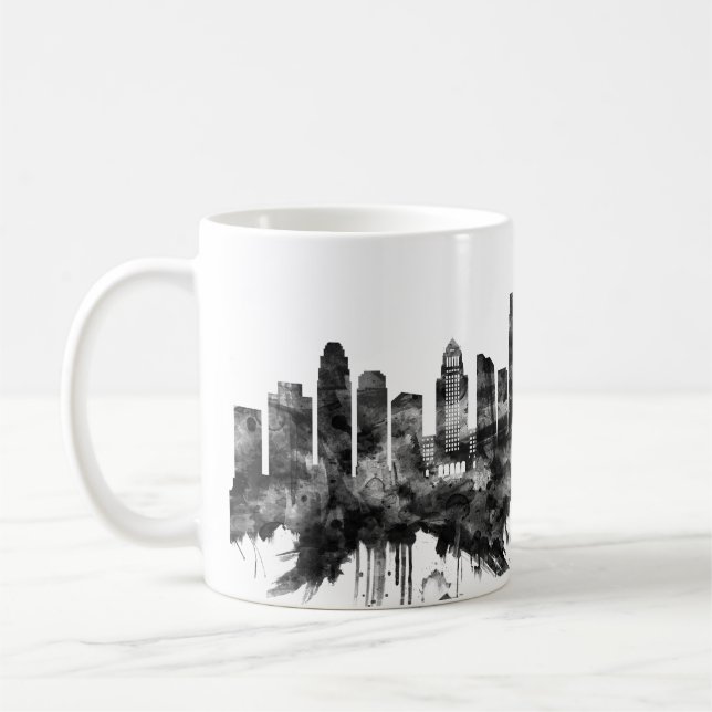 Caneca De Café Los Angeles California Skyline BW (Esquerda)