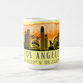 Caneca De Café Los Angeles Skyline Latitude e Longitude