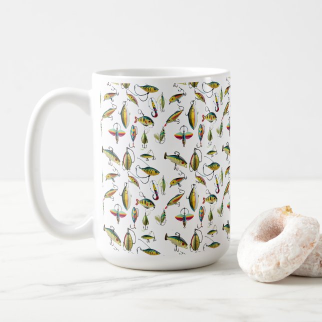 Caneca De Café Lote de Iscas de Pesca Padrão (Com Donut)