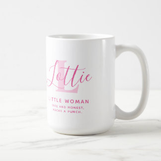 Caneca De Café Lottie name significa e monograma cor-de-rosa