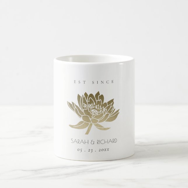 CANECA DE CAFÉ LOTUS BRANCO DOURADO E GLAMOROSO SALVE O PRESENTE  (Centro)
